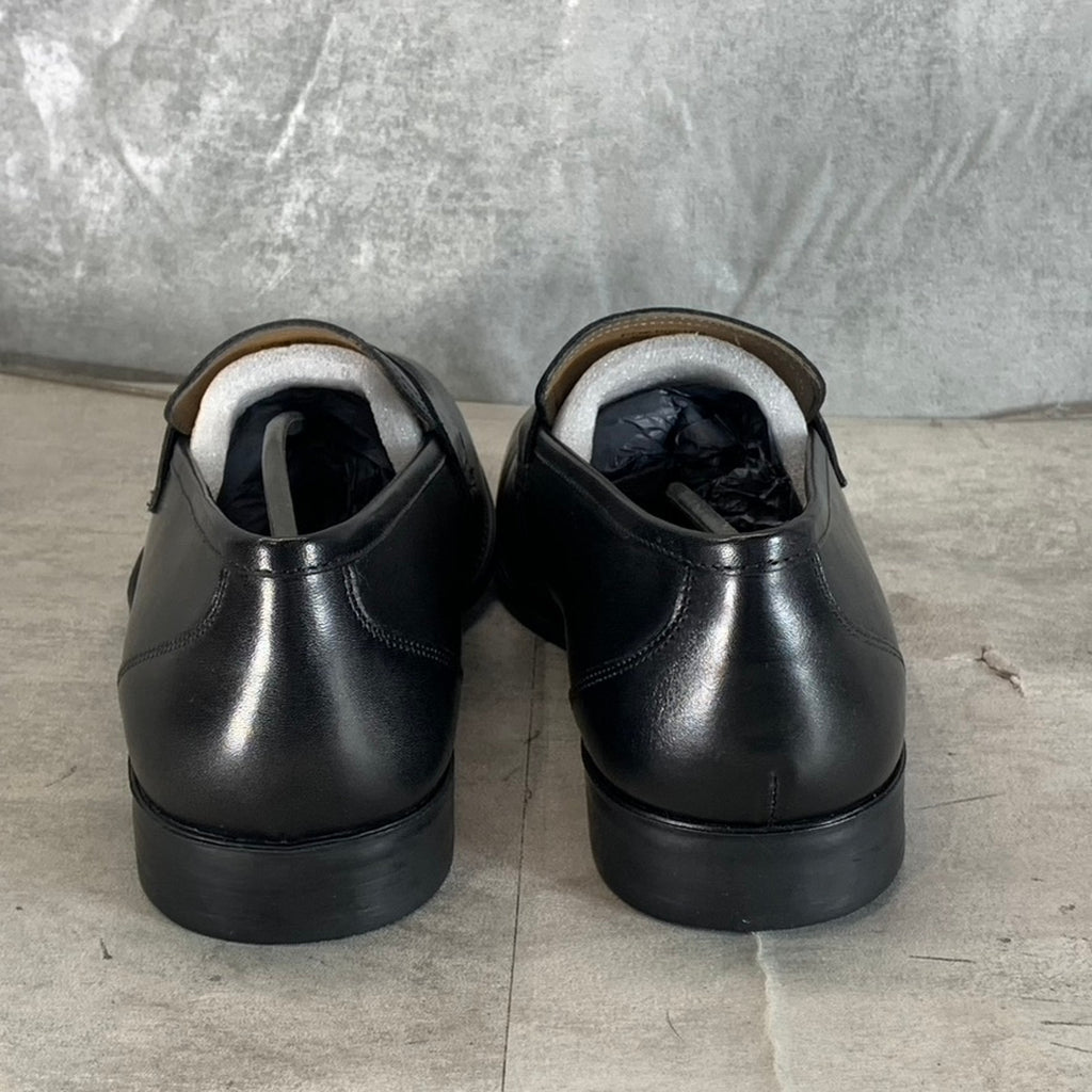 THOMAS & VINE Black Leather Bishop Memory Foam Apron Toe Split Penny Loafer SZ10