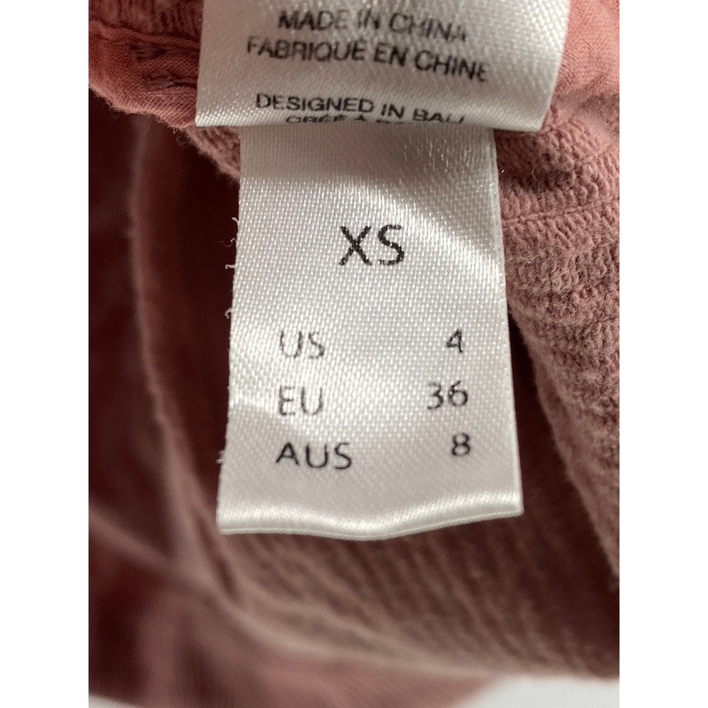 MAGALI PASCAL Women's Salmon Pink Corduroy Button-Up Long Sleeve Top SZ XS(4)