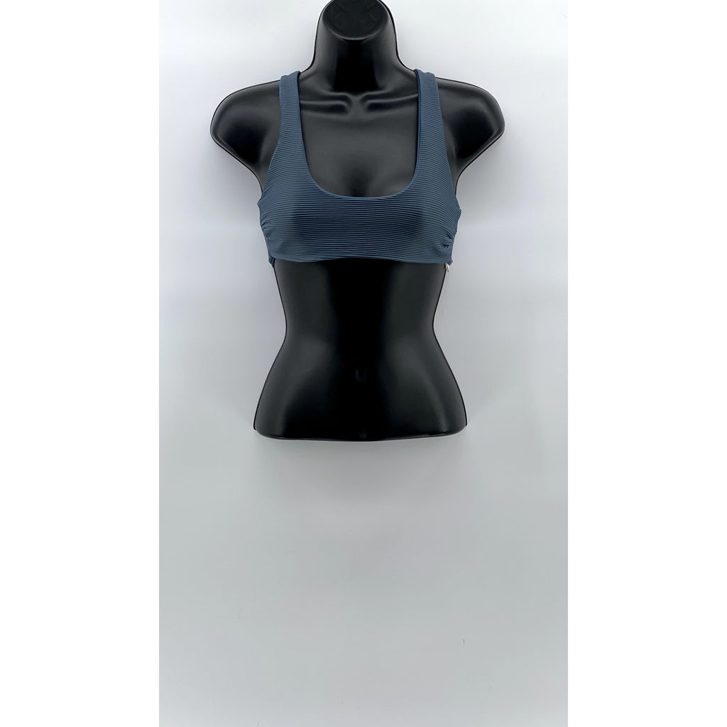 UNBRANDED Women's Blue Textured Tie-Back Scoop-Neck Bikini Top SZ XS