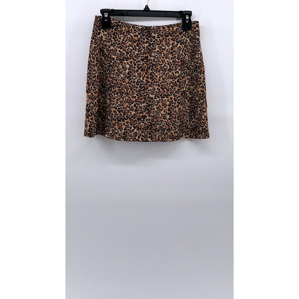 PRIMARK Women's Brown Leopard Print Straight Mini Skirt SZ 4