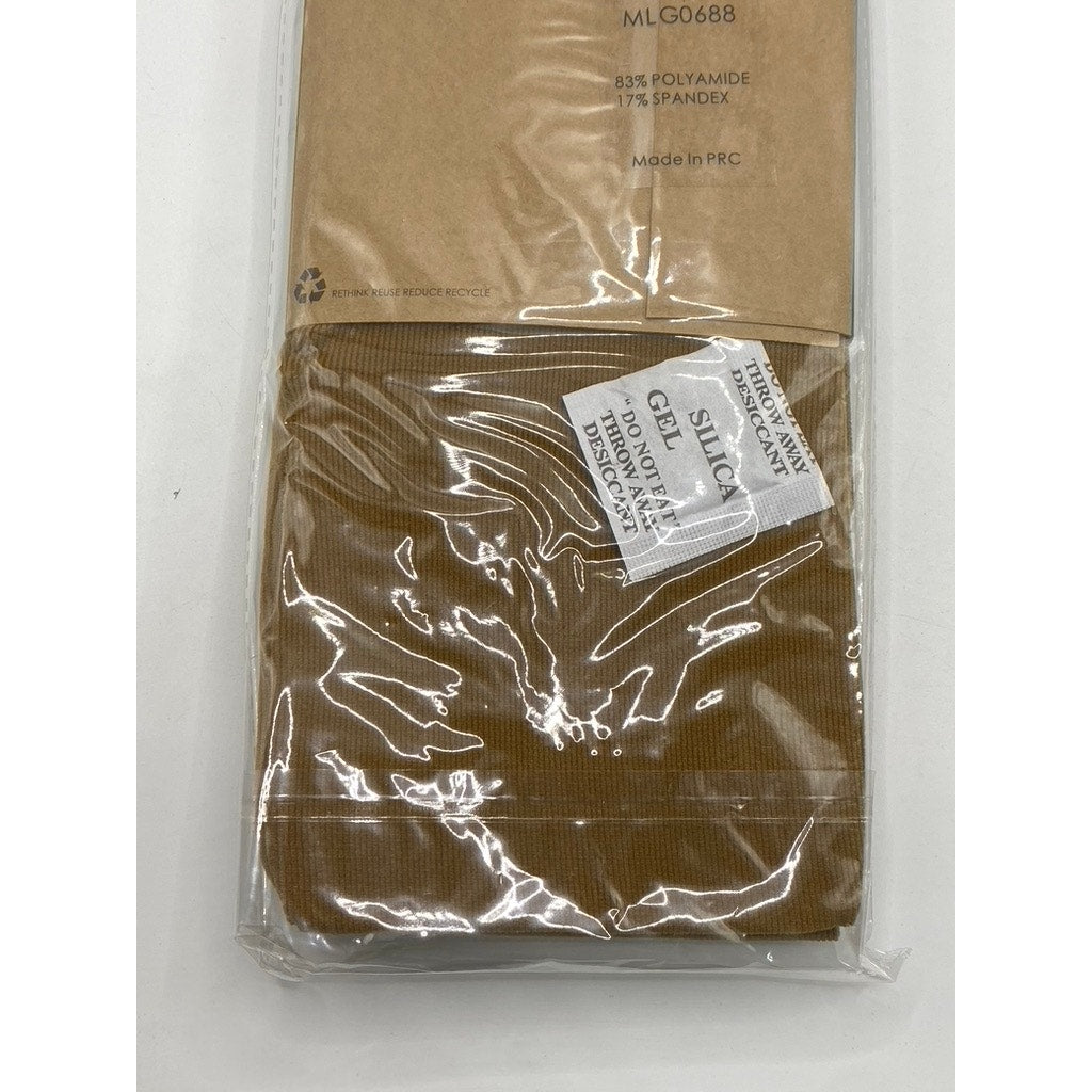 LOOK FOOTWEAR Women's Brown Solid Ribbed Pull-On Tights SZ OS