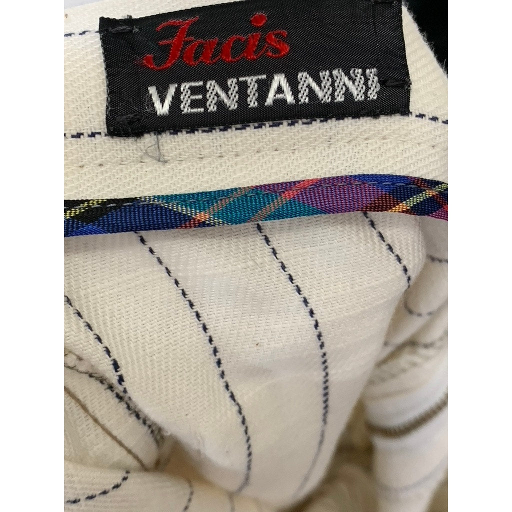 FACIS VENTANNI Women's Vintage Cream Pinstripe Straight-Leg Pant SZ M
