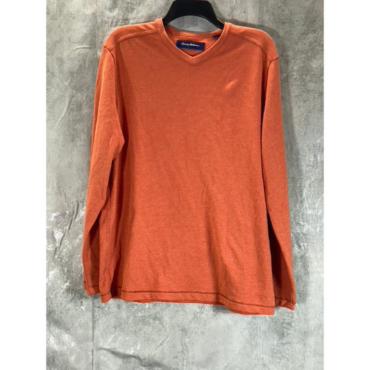 TOMMY BAHAMA Men's Orange V-Neck Long Sleeve Pullover T-Shirt SZ M