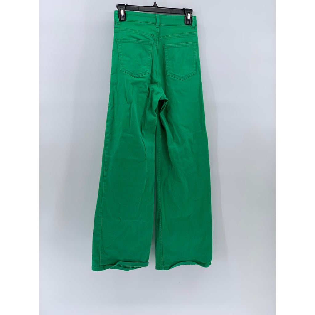 DIVIDED By H&M Women's Dark Green High-Rise Denim Wide-Leg Pants SZ 2