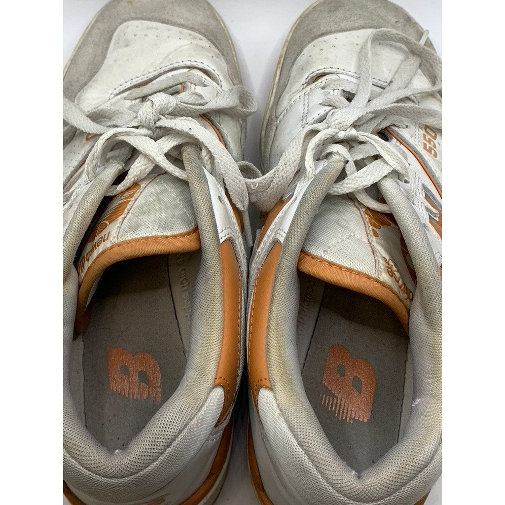 NEW BALANCE Men's White-Orange 550 Sneakers SZ 10