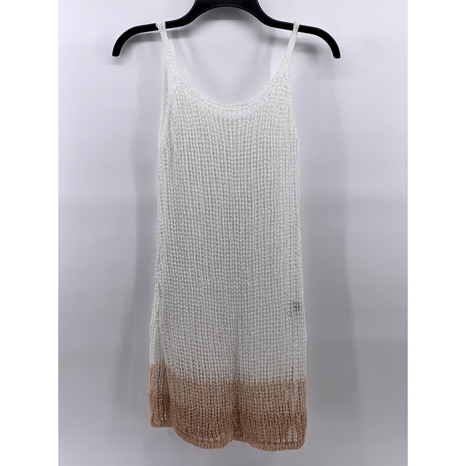 SHEIN Women's White-Brown Ombre Knit Scoop-Neck Knee Length Swim Coverup SZ 4
