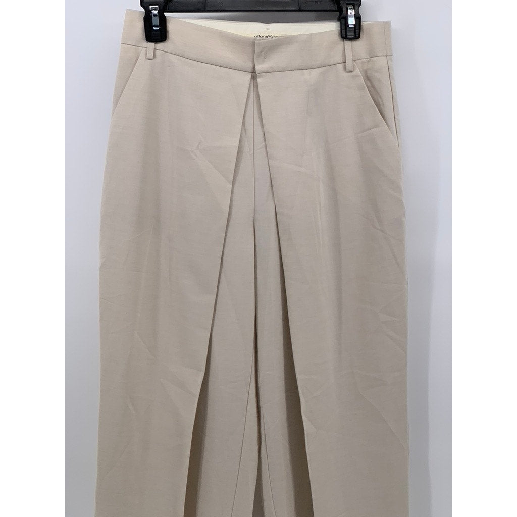 EFFERVESCENCE Women's Beige Wool-Blend Layered Straight-Leg High-Rise Pant SZ M