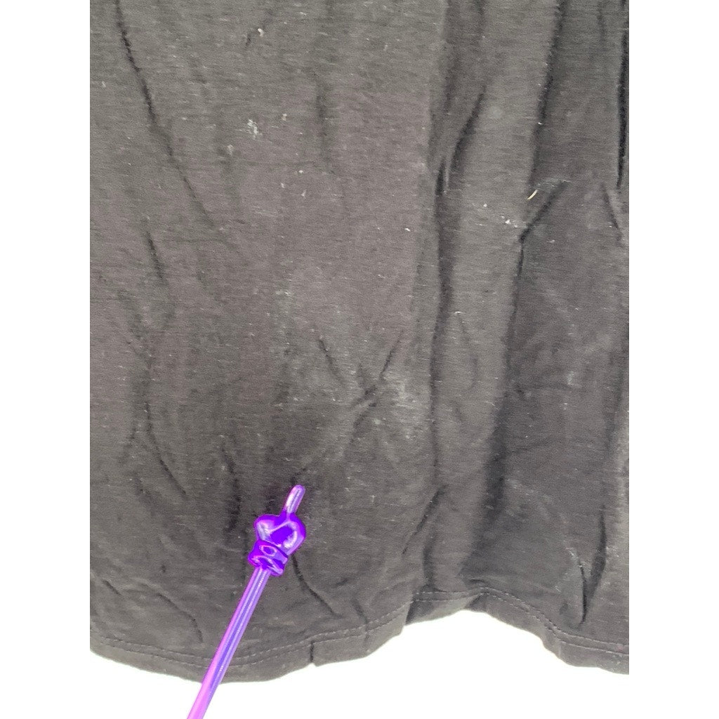 ELITE COLLECTION Women's Black Crew-Neck Cutout Short Sleeve Top SZ L