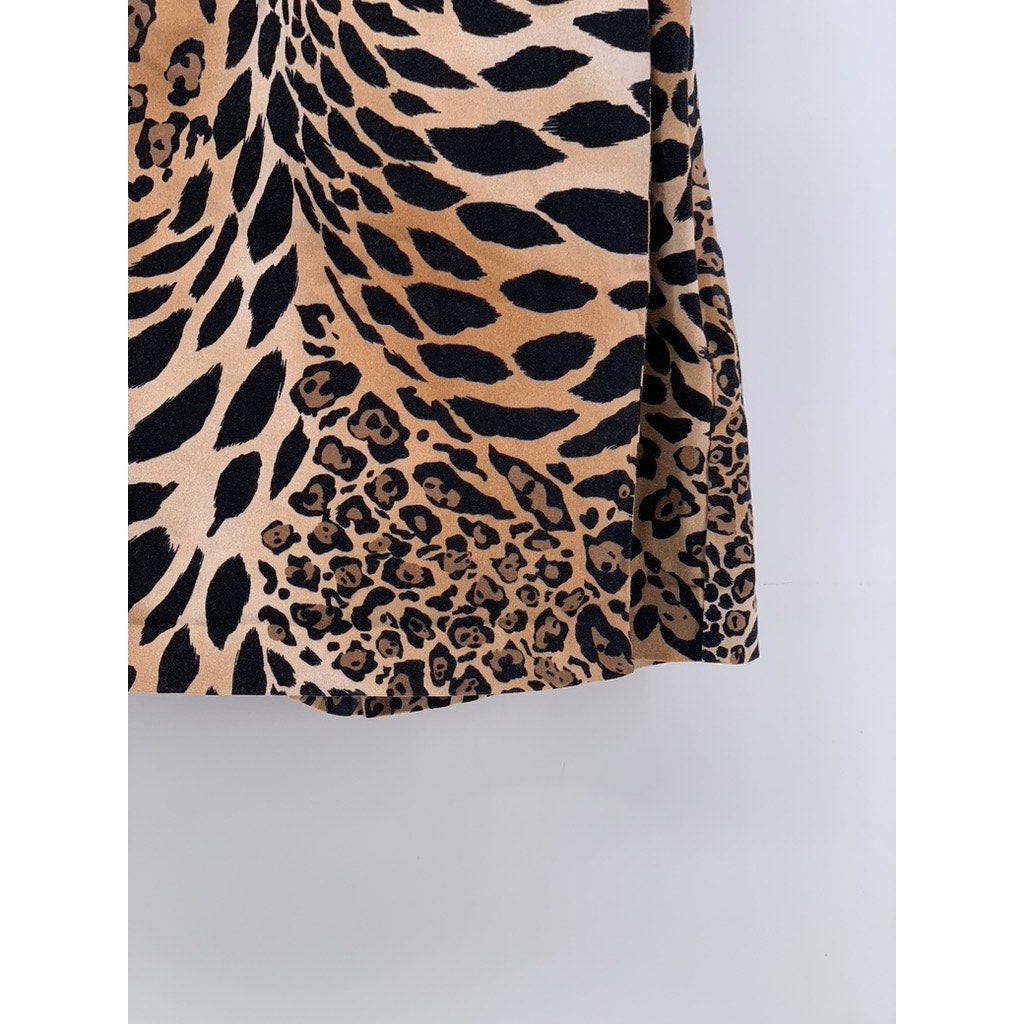 UNBRANDED Women's Tan-Black Animal Print Layered Skort SZ S