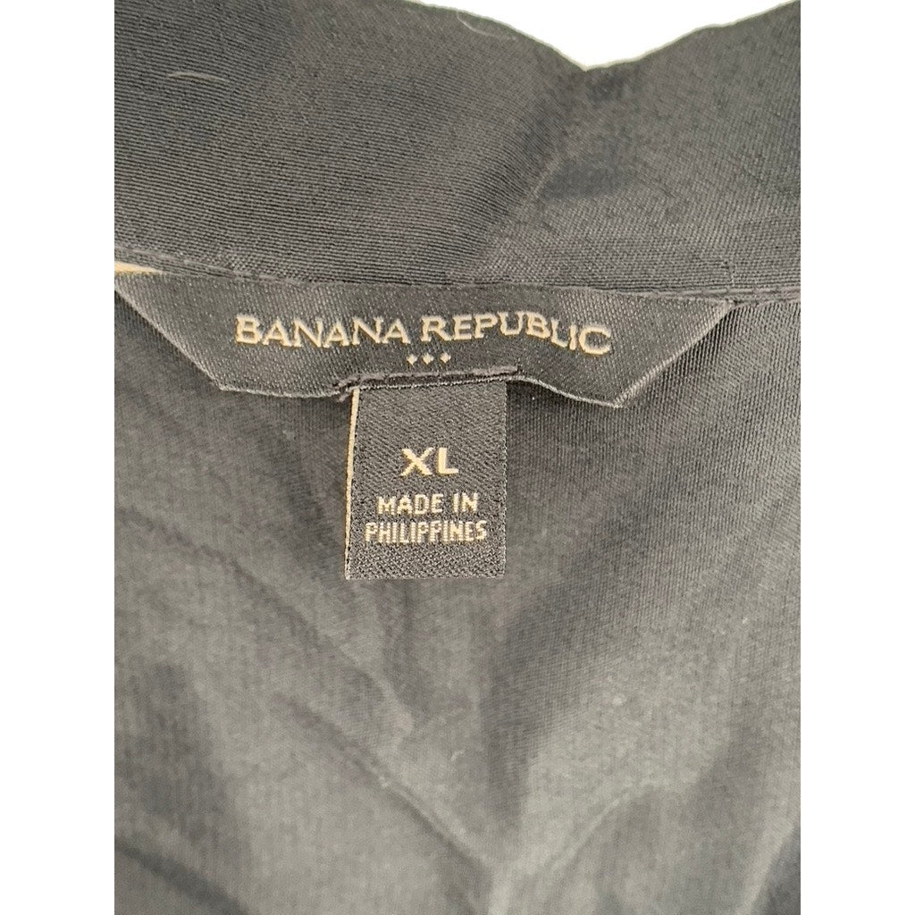 BANANA REPUBLIC Men's Black Short Sleeve Button-Up Cuban Shirt SZ XL