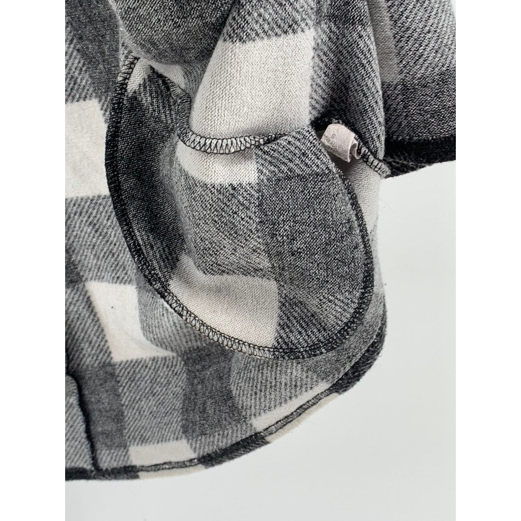 WHITE BIRCH Women's Black-White Buffalo Check Hooded Cardigan SZ S