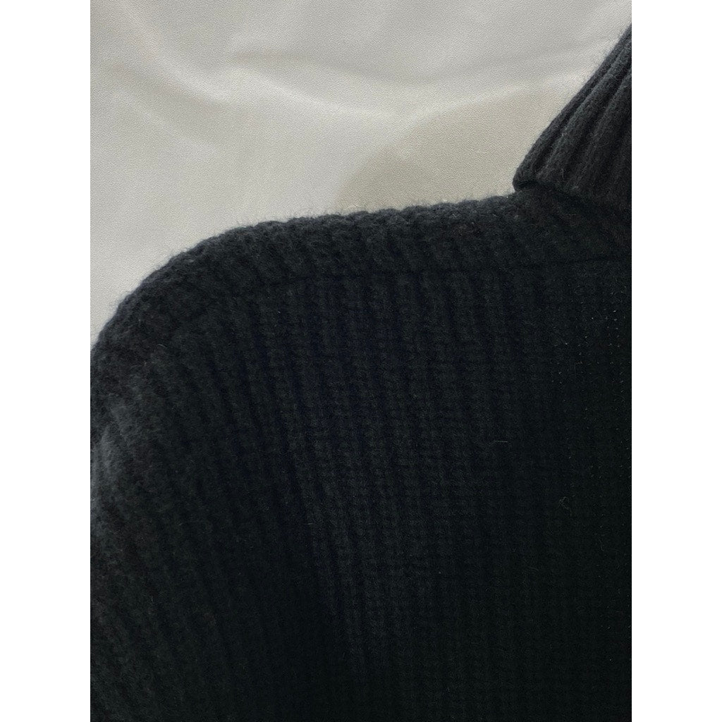 LPA Women’s Black Wool-Cashmere Rib Cutout Turtleneck Long Sleeve Sweater SZ XS