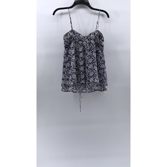 AMERICAN EAGLE OUTFITTERS Women's Blue-White Floral Spaghetti Strap Top SZ XS