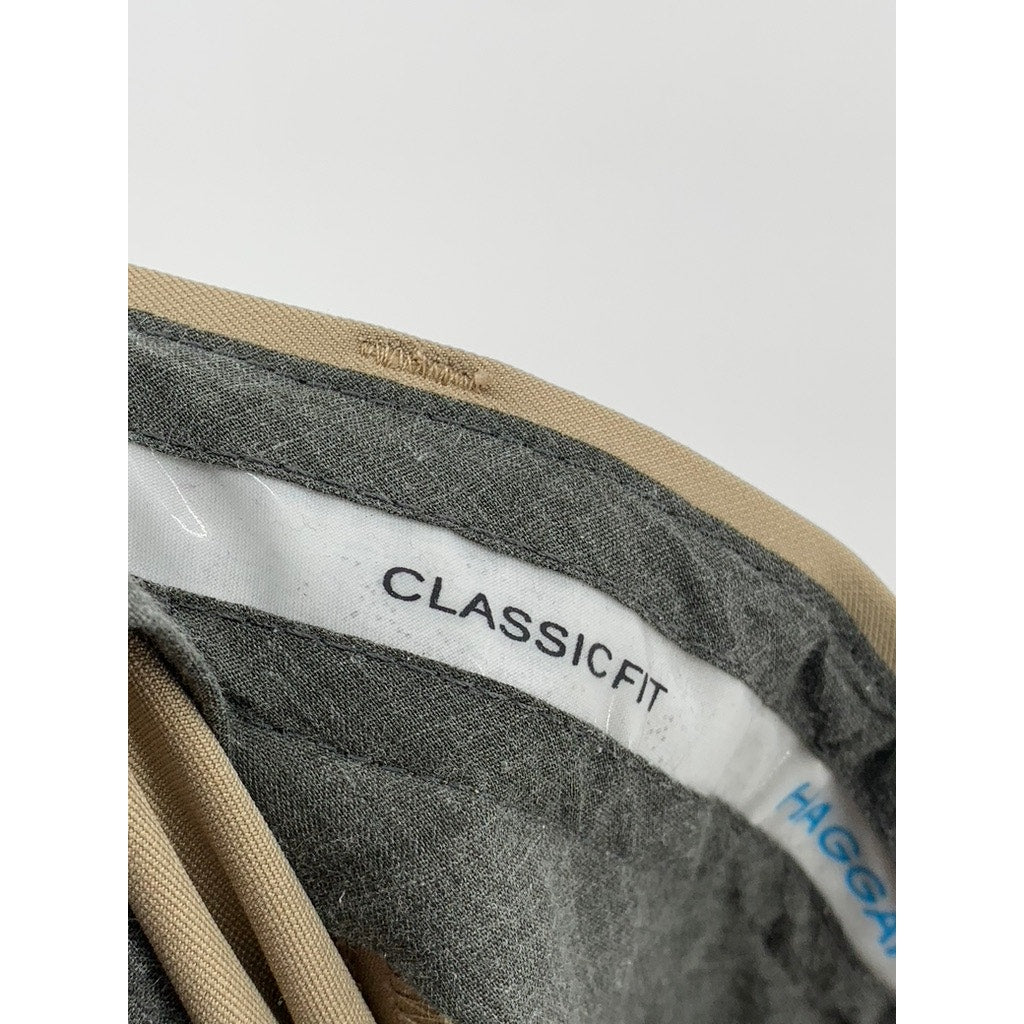 HAGGAR Men's Tan Classic-Fit Straight-Leg Pants SZ 40X32