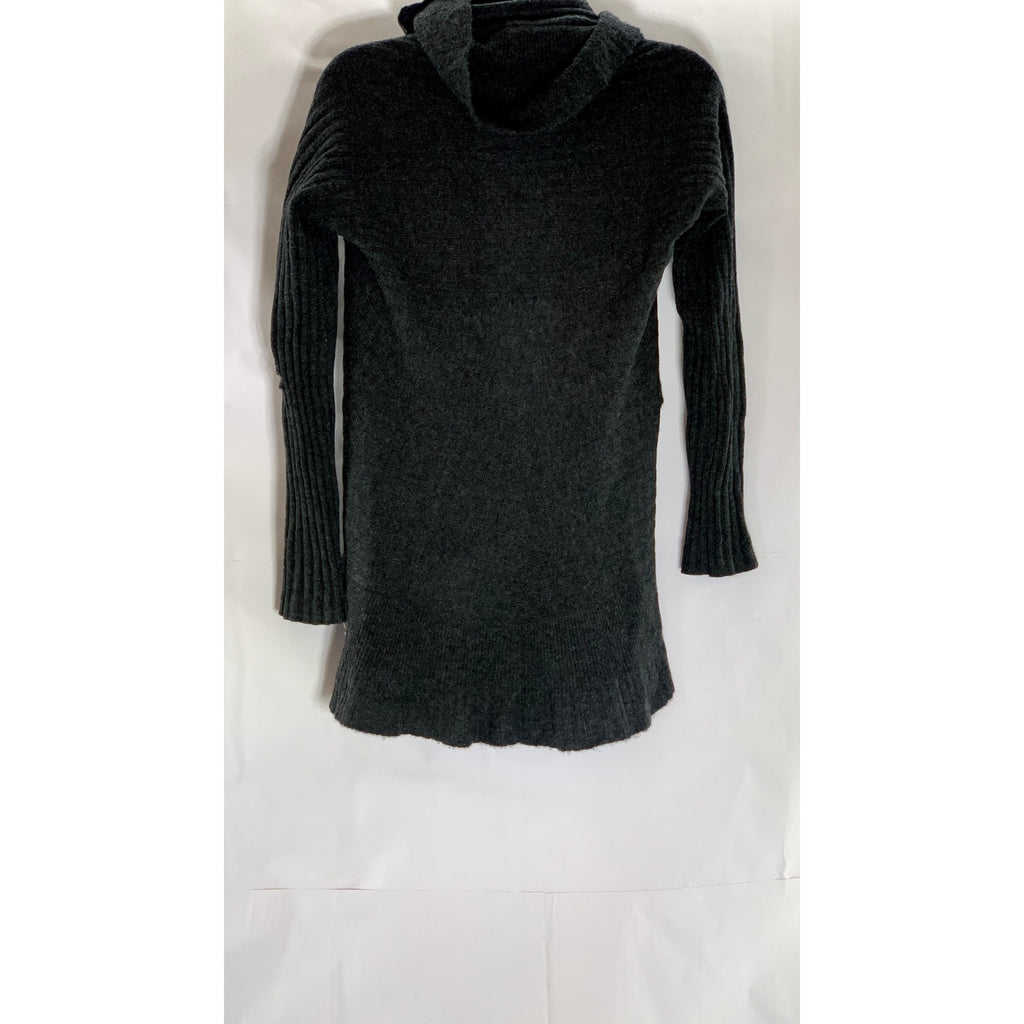 QI NEWYORK Women's Petite Dark Gray Drapey Open-Front Cashmere Cardigan SZ P/L