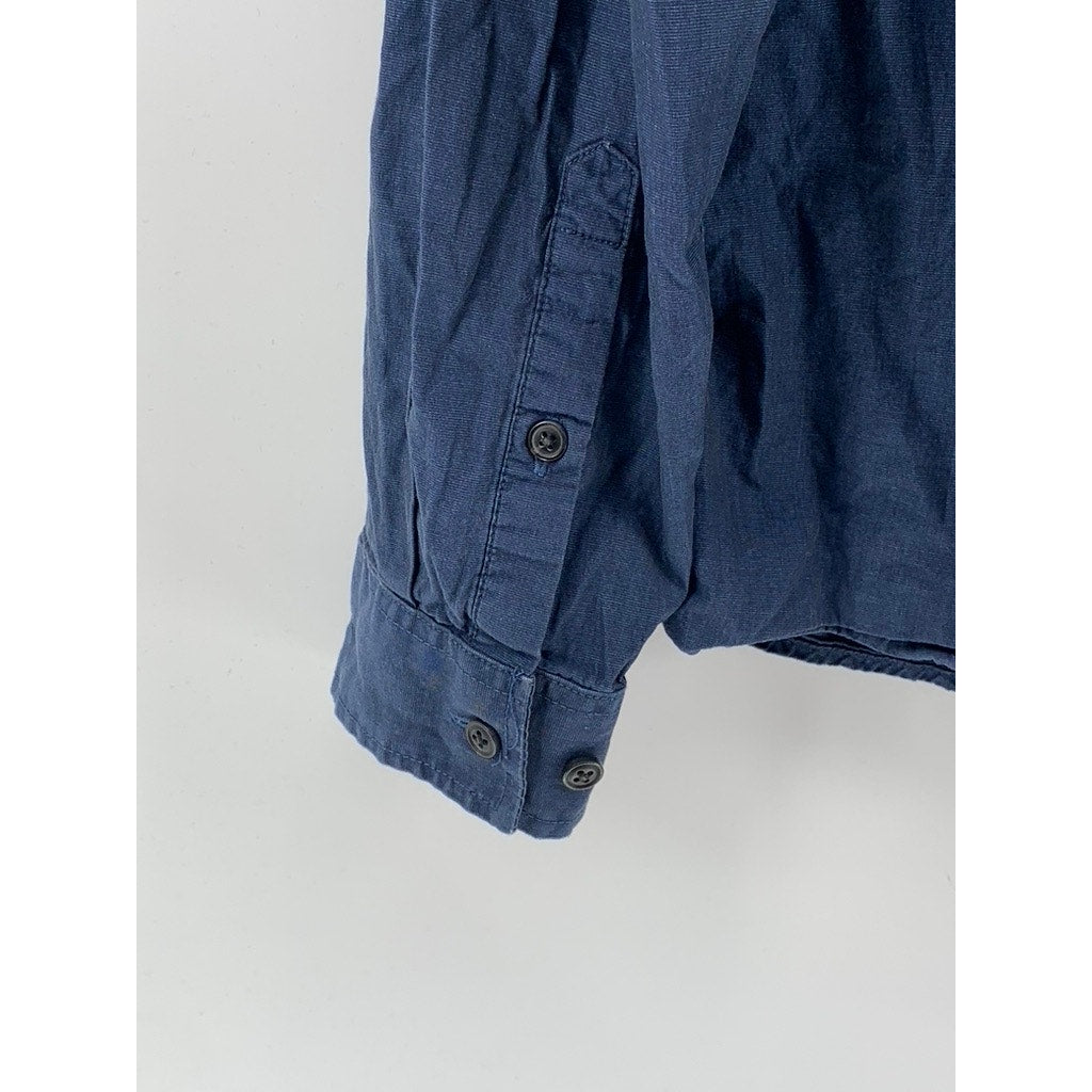 H&M Men's Blue Double-Pocket Regular-Fit Button-Up Long Sleeve Shirt SZ M