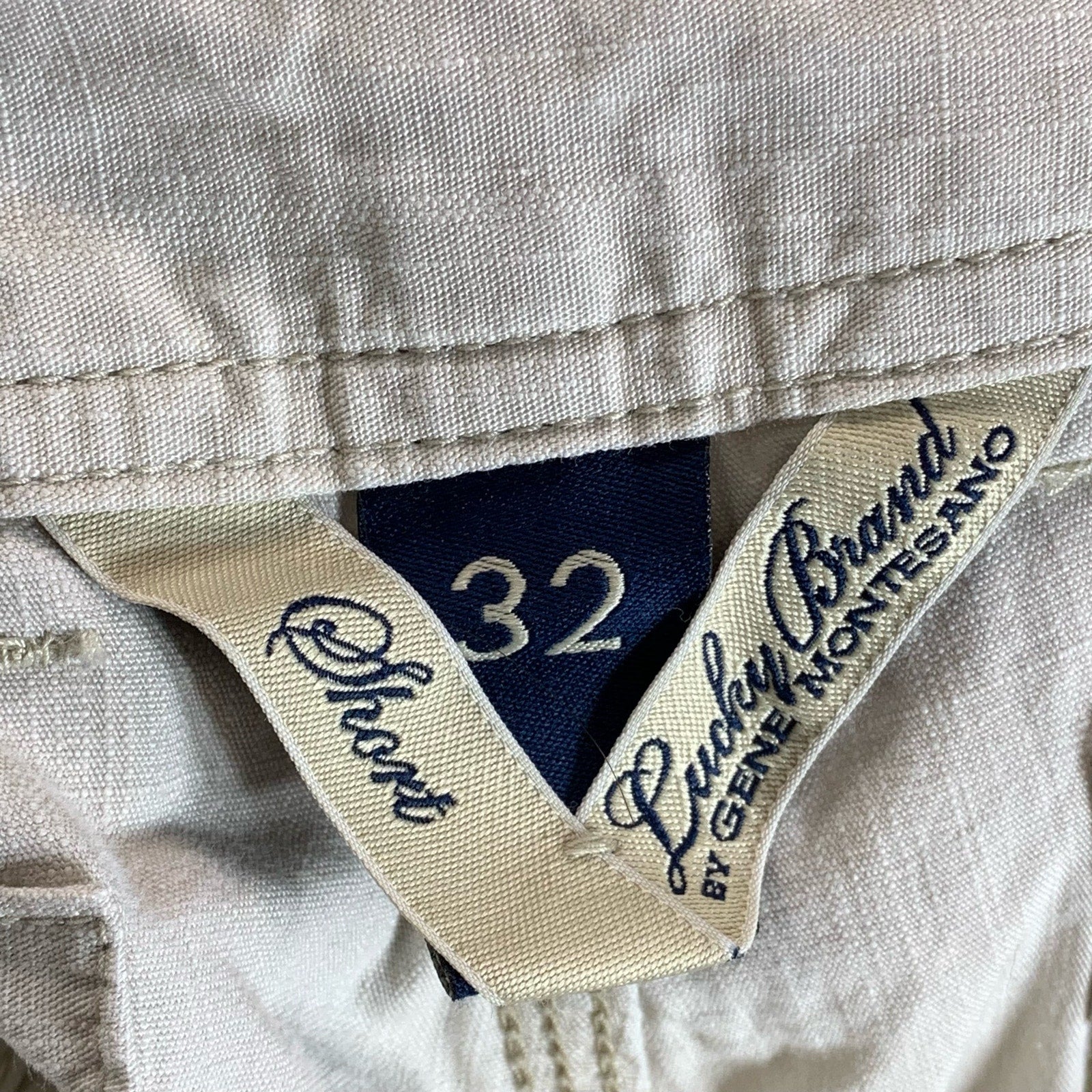 LUCKY BRAND BY GENE MONTESANO Men's Beige Regular-Fit Chino Shorts SZ 32