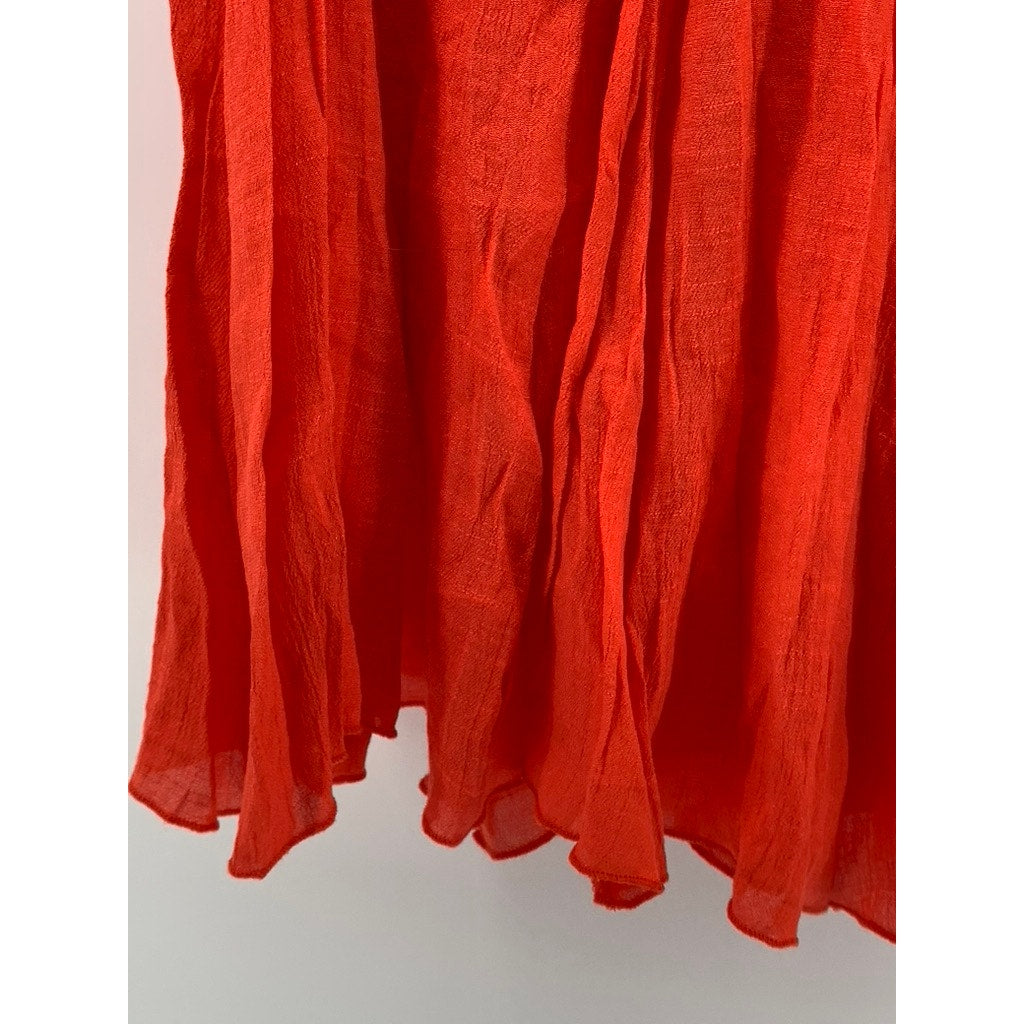 ZAC & RACHEL Women's Orange A-Line Elastic Waist Midi Skirt SZ S