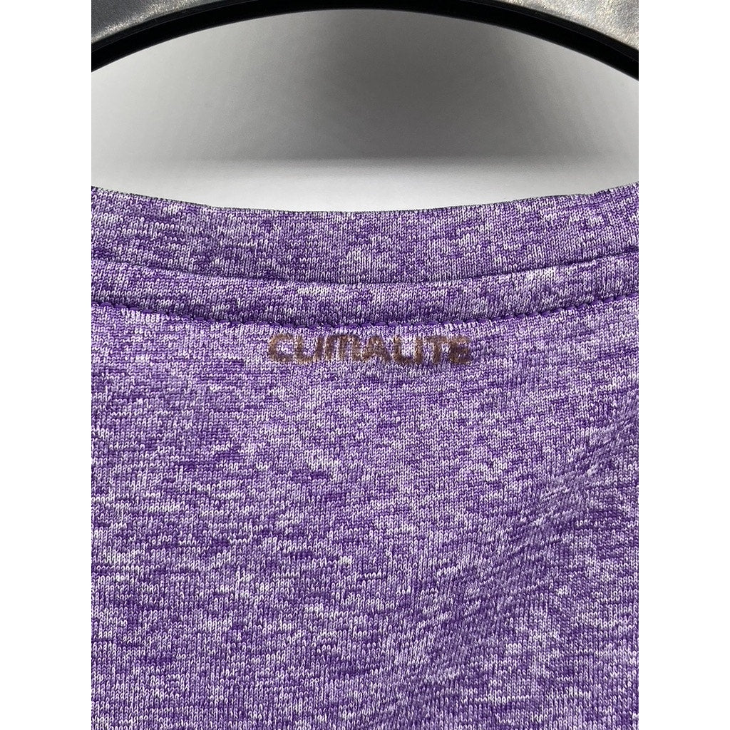 ADIDAS Women's Purple Heather Crewneck Short Sleeve Top SZ L