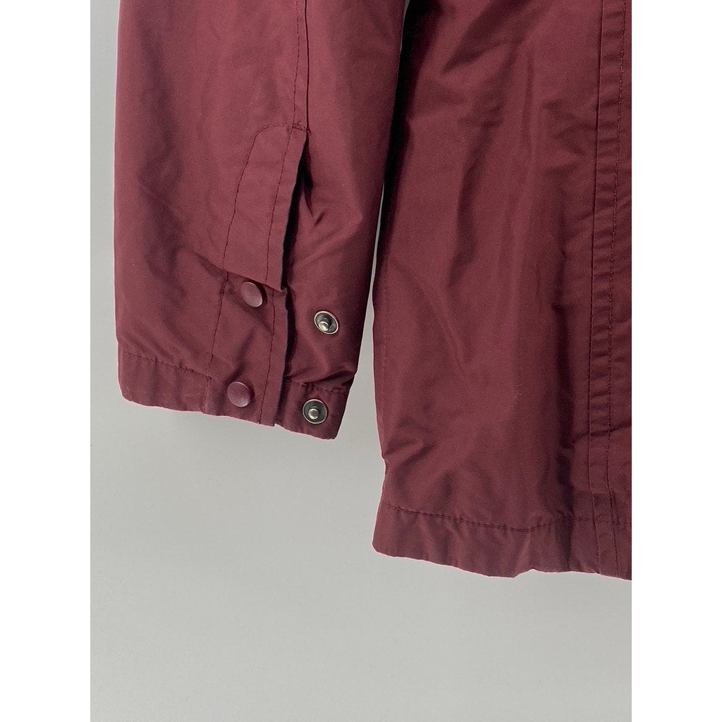 L.L. BEAN Women's Burgundy Regular-Fit Snap-Button Zip-Up Hooded Coat SZ XS