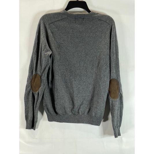 BANANA REPUBLIC Men's Heather Gray Cotton-Cashmere Elbow-Patch Sweater SZ S