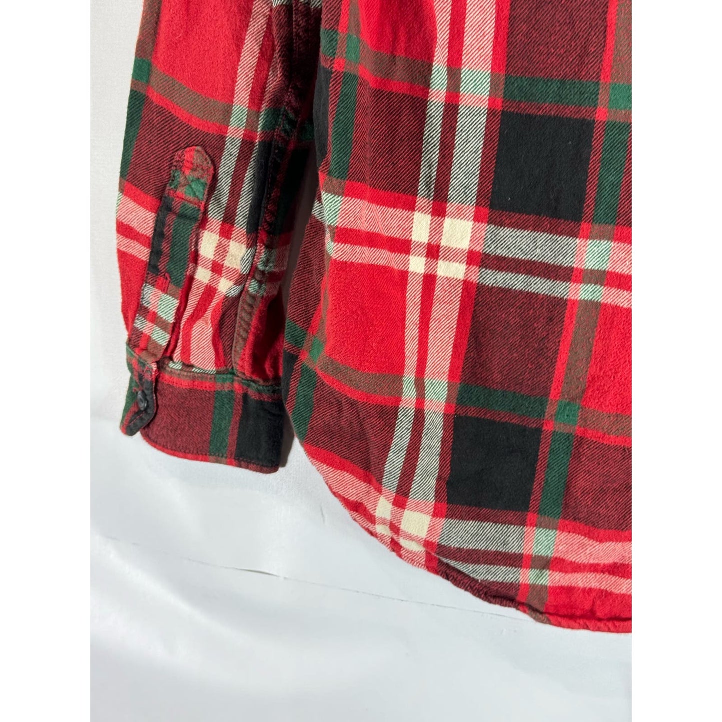 AMERICAN EAGLE OUTFITTERS Men's Red Plaid Athletic-Fit Button-Up Shirt SZ S