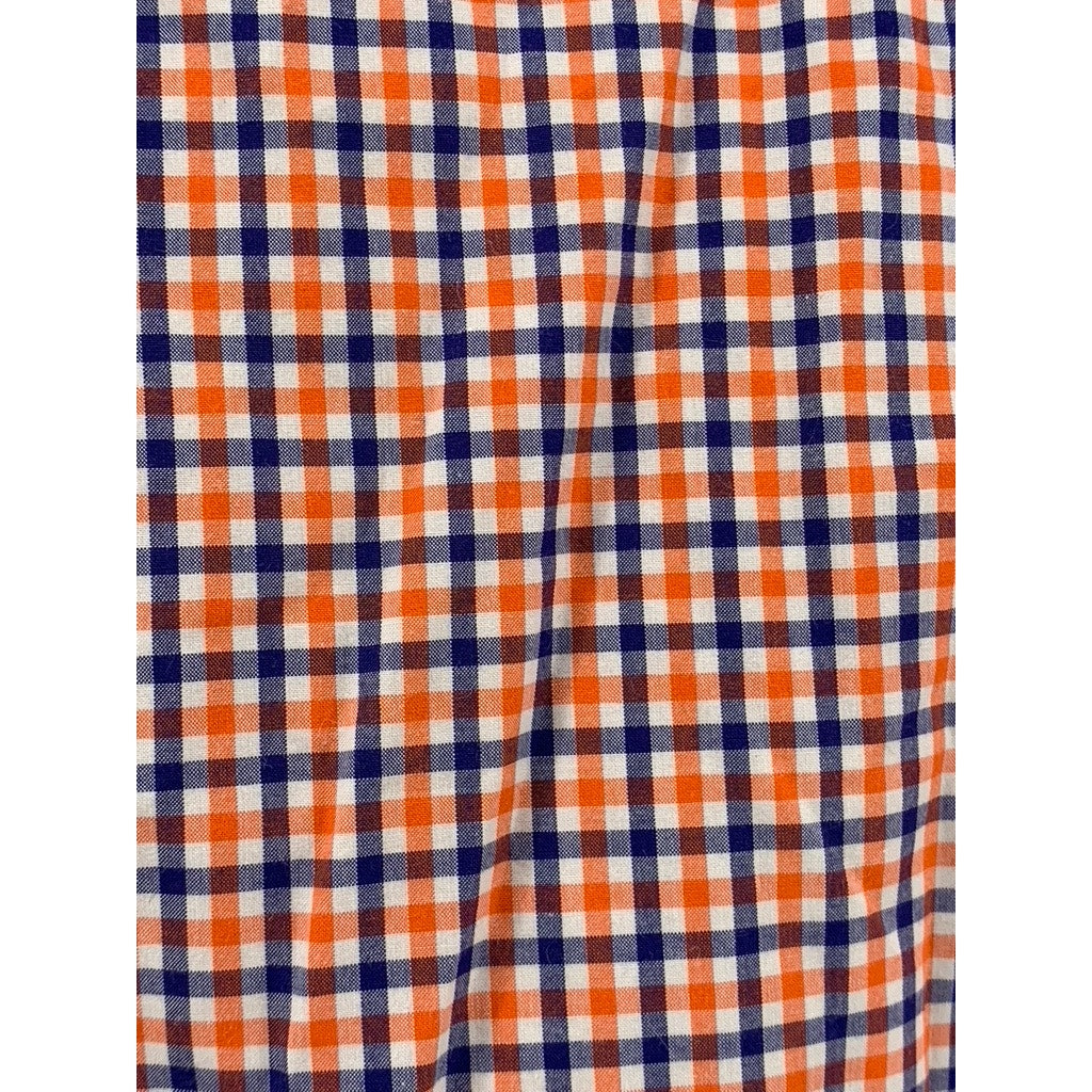 POLO RALPH LAUREN Men's Orange-Navy Gingham Button-Up Long Sleeve Shirt SZ 2XL
