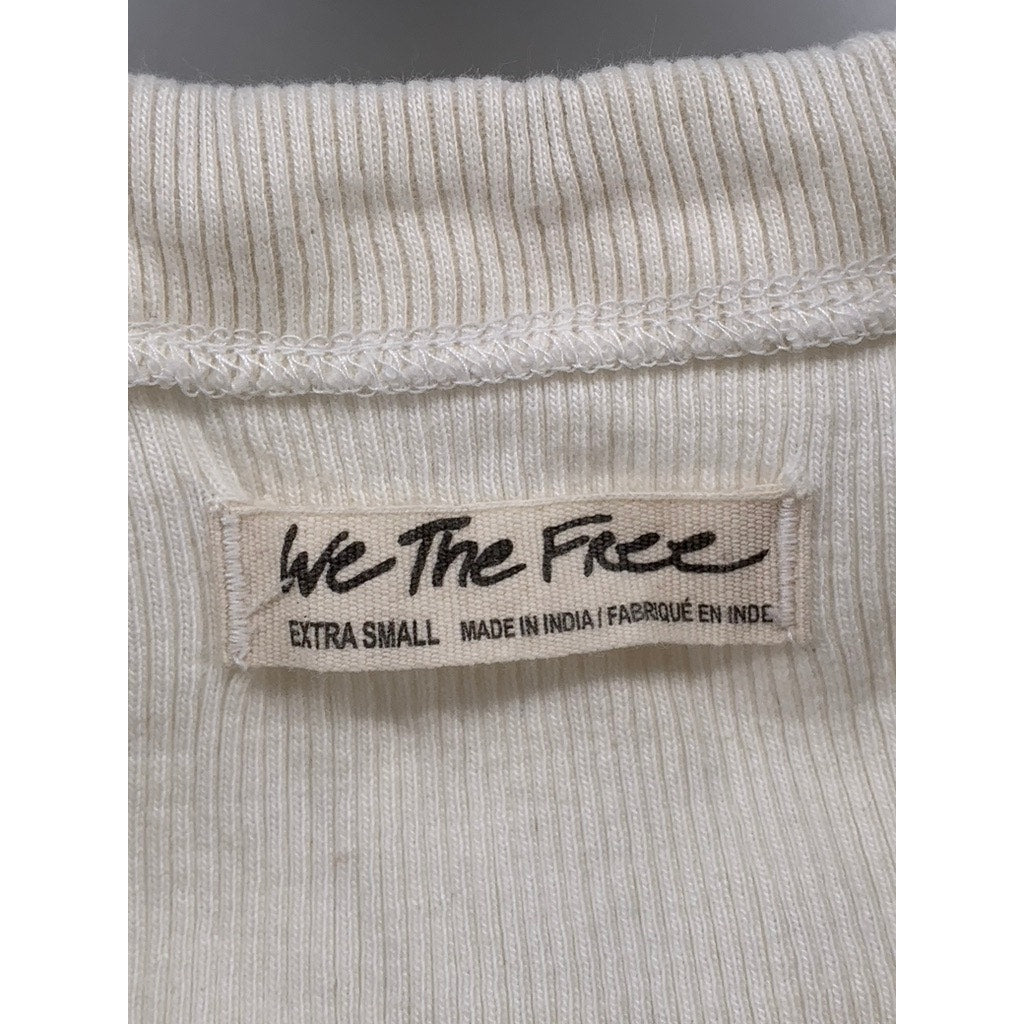 WE THE FREE Women's Cream Studded Sleeveless Distressed Ribbed Crop Top SZ XS