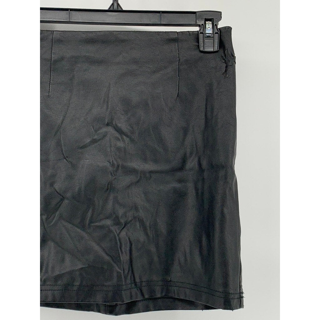 ASOS Women's Black Faux-Leather Straight Grunge Punk Mini Skirt SZ 4