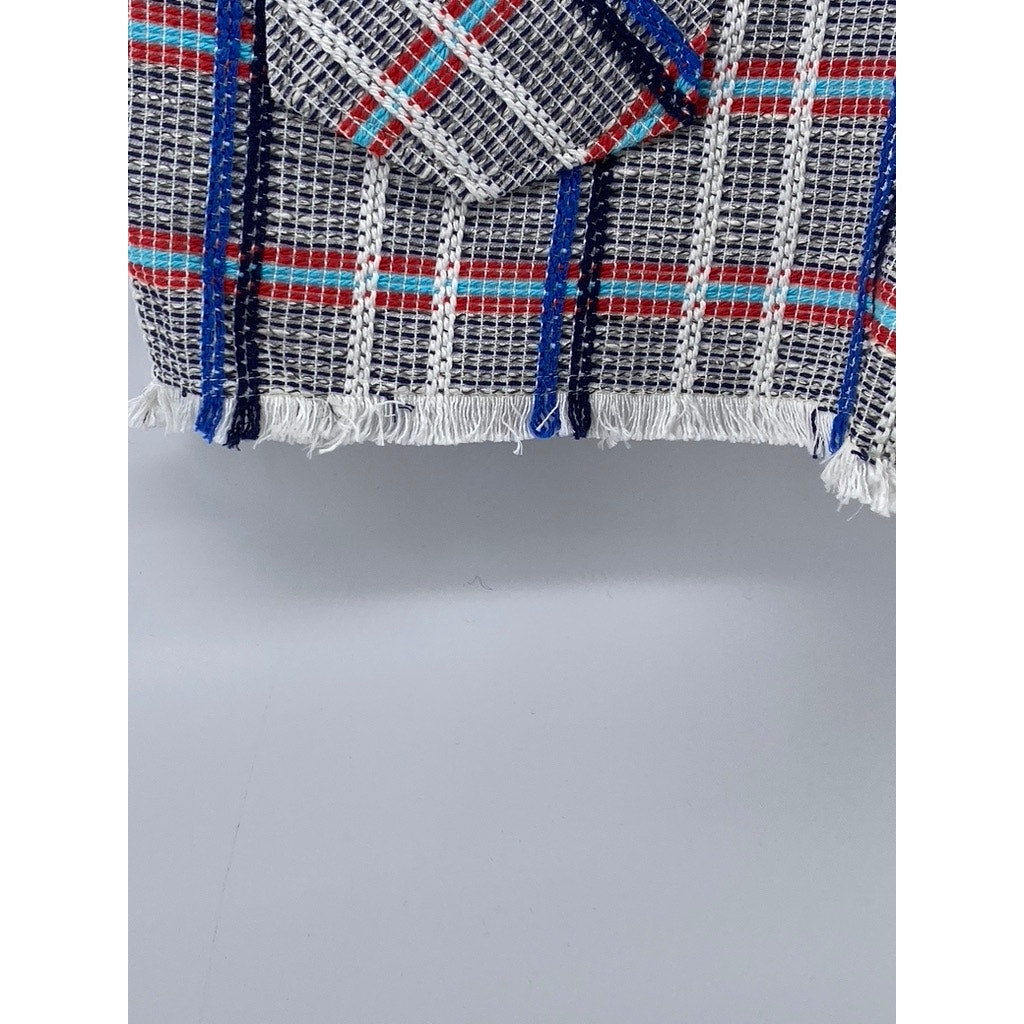 REBECCA MINKOFF Women's Black-Red-Blue Tweed Raw-Hem Shorts SZ 2