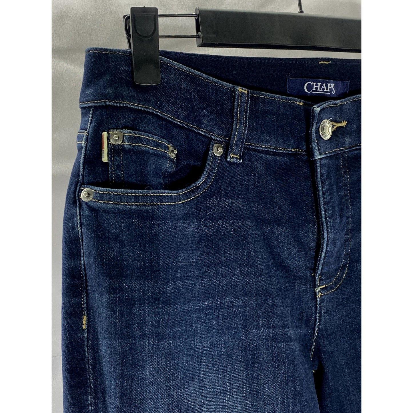 CHAPS Women's Dark Blue Denim Slim-Leg Regular-Fit Five-Pocket Jean SZ 4