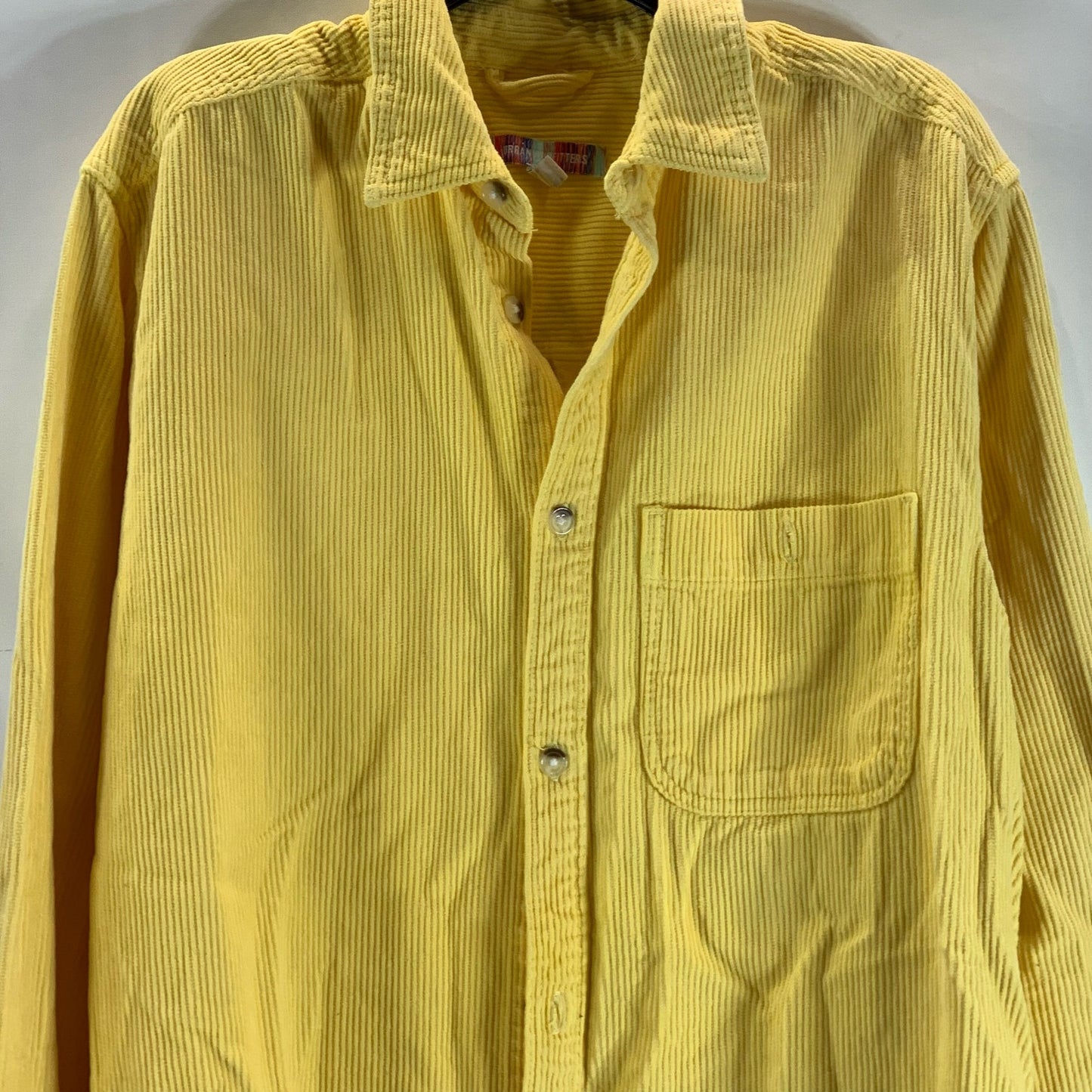 URBAN OUTFITTERS Men's Yellow Corduroy Regular-Fit Button-Up Shirt SZ M