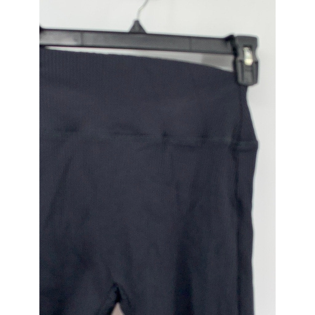 PEPPER Women's Black Ribbed Pull-ON Bike Shorts SZ S