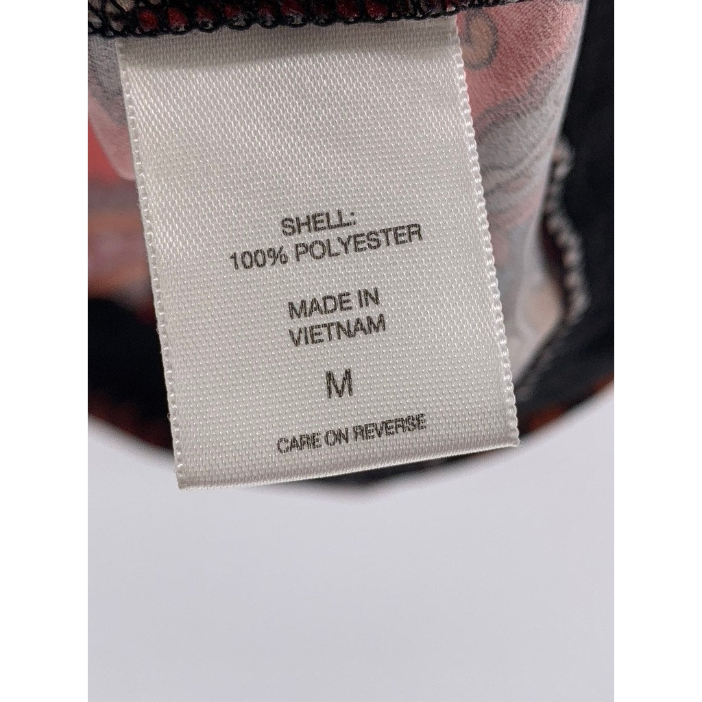 NEW YORK & COMPANY Women's Red Paisley Print Long Bell Sleeve Top SZ M