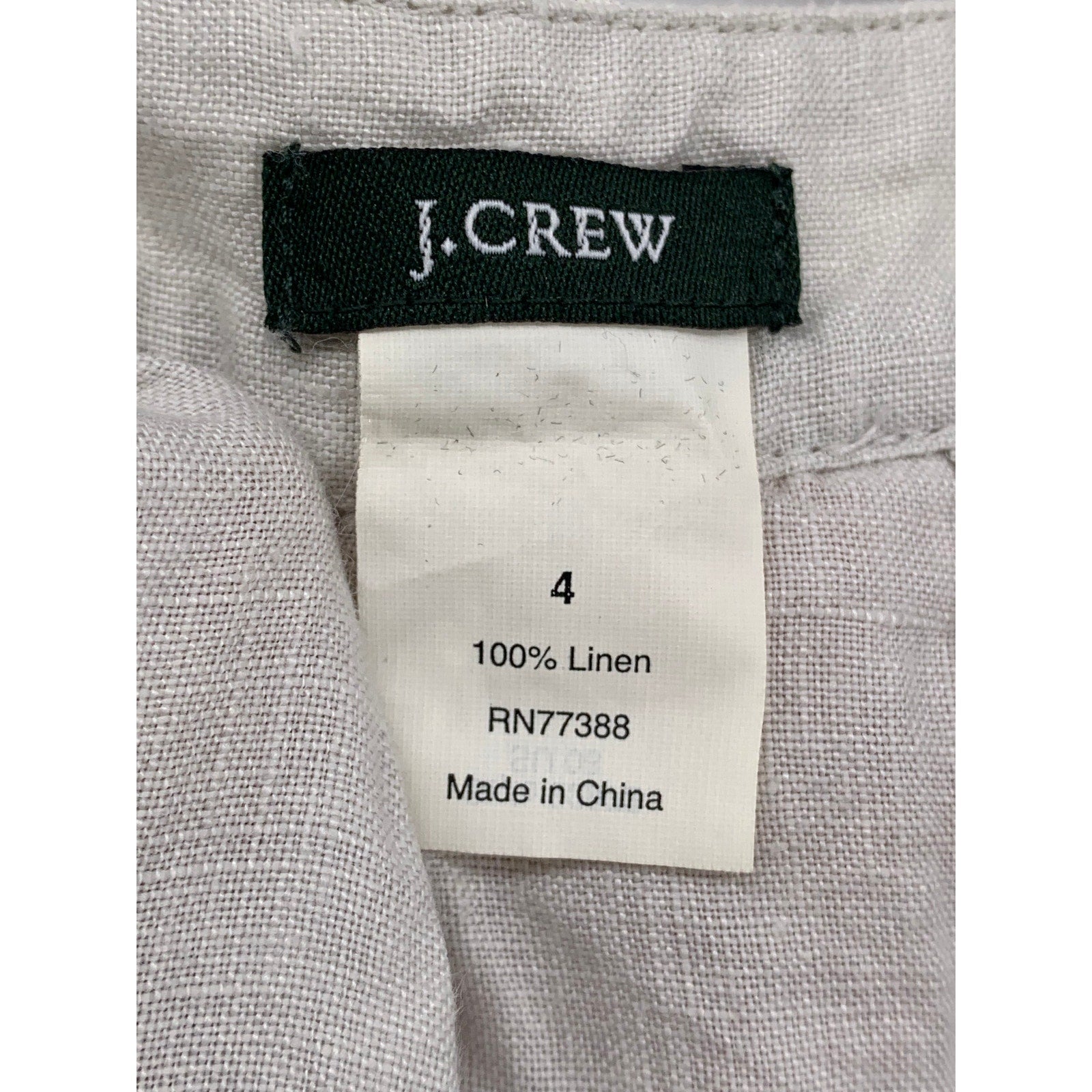 J. CREW Women's Light Gray Linen Split-Neck Short Sleeve Knee Length Dress SZ 4