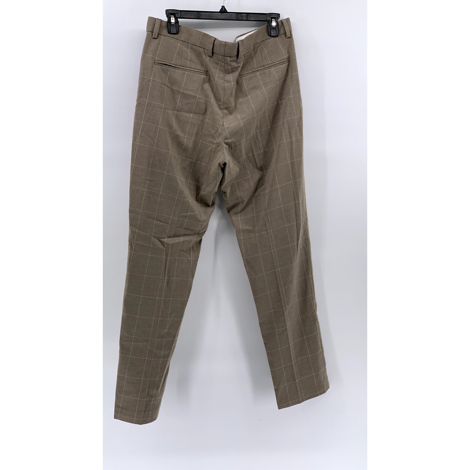 H&M Men's Tan Windowpane Grid Slim-Fit Pants SZ 34