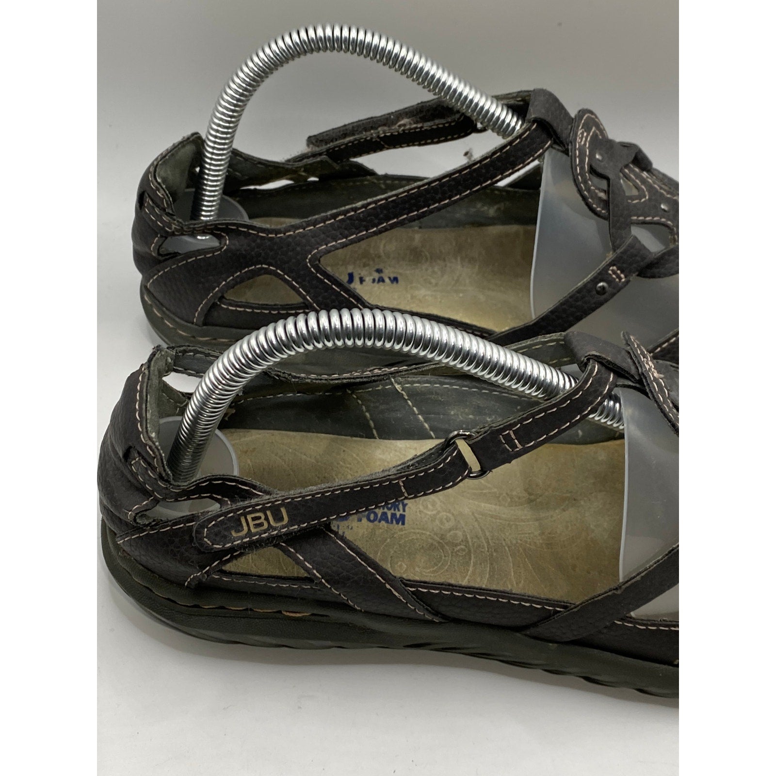 JBU By JAMBU Gray Leather Sydney Cutout Round-Toe Ankle-Strap Casual Shoes SZ7.5