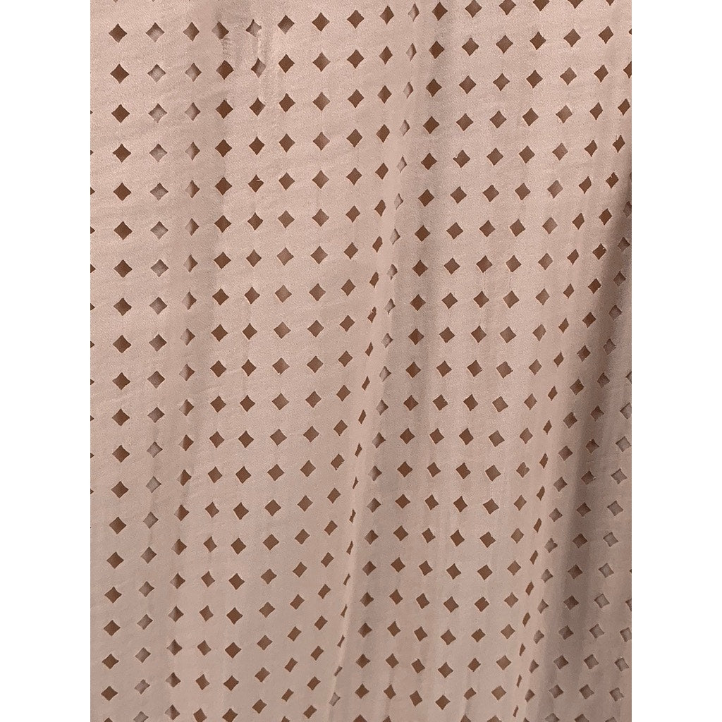 TART Women's Beige Perforated Long Sleeve Scoop-Neck Romper SZ S