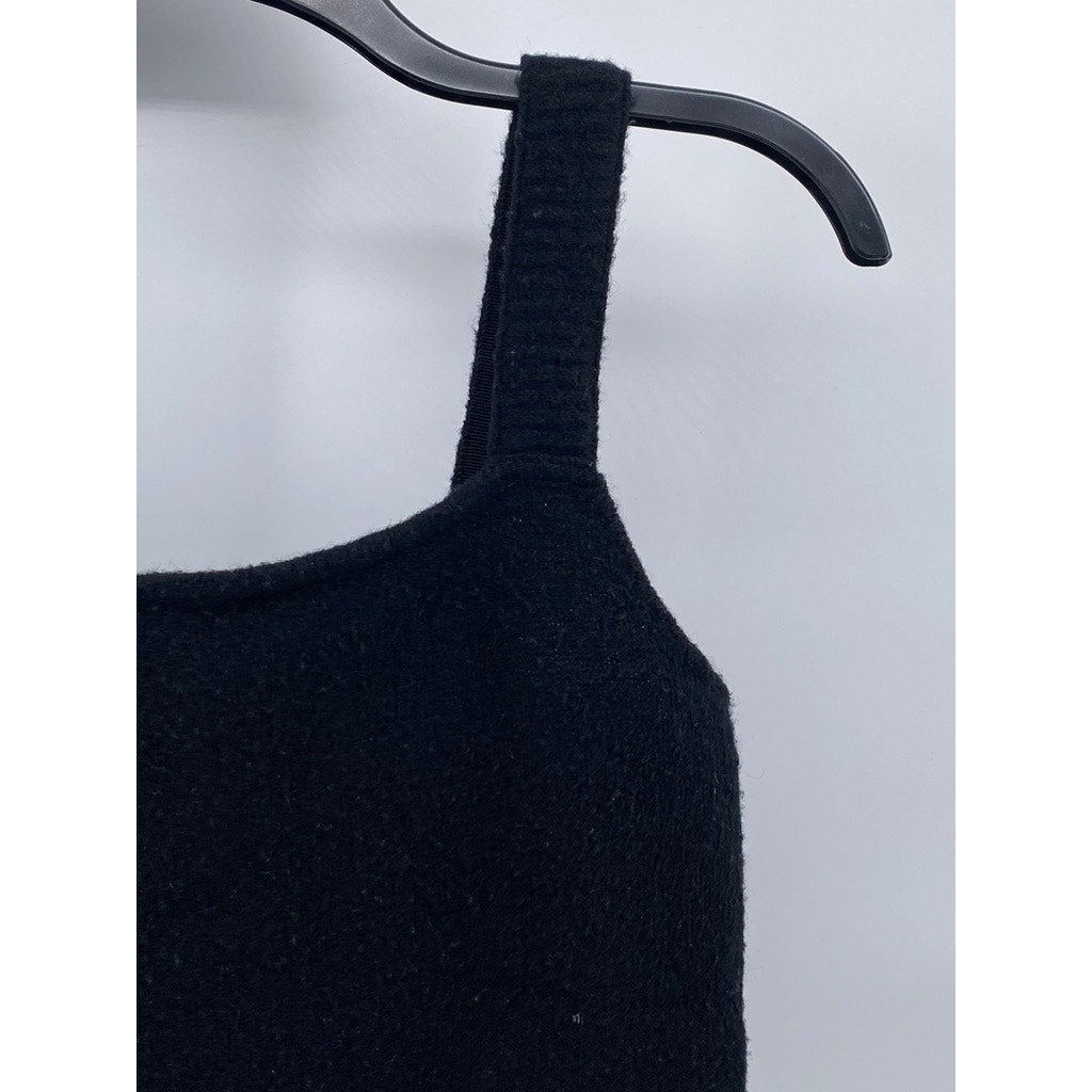 H&M Women's Black Soft Knit Straight-Neck Cropped Sweater Tank Top SZ M