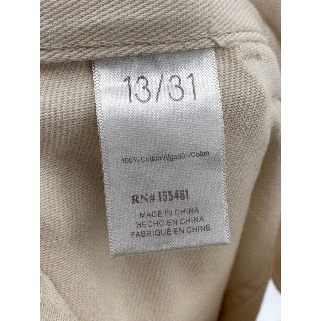 SIMPLE SOCIETY Women's Beige Denim Carpenter Raw-Hem Distressed Mom Jean SZ13/31
