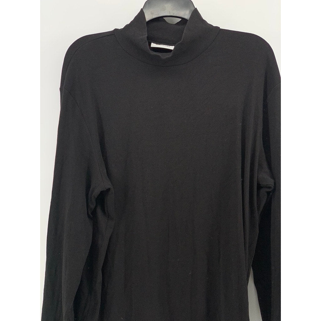 WEEKDAY Women's Black Rib Knit Mock-Neck Long Sleeve Casual Top SZ XL