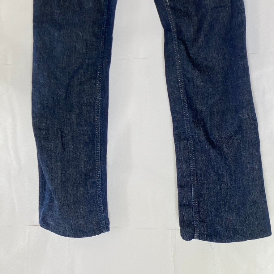 ZARA Women's Dark Blue Denim Mid-Rise Straight-Leg Five-Pocket Jeans SZ 8
