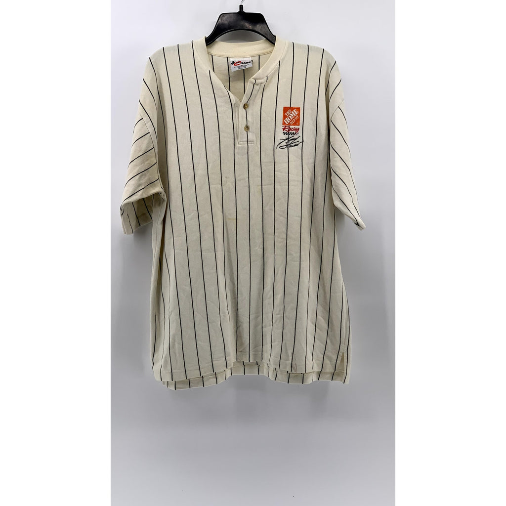 CHASE Men's Vintage Beige Tony Stewart Home Depot Nascar Baseball Shirt SZ S