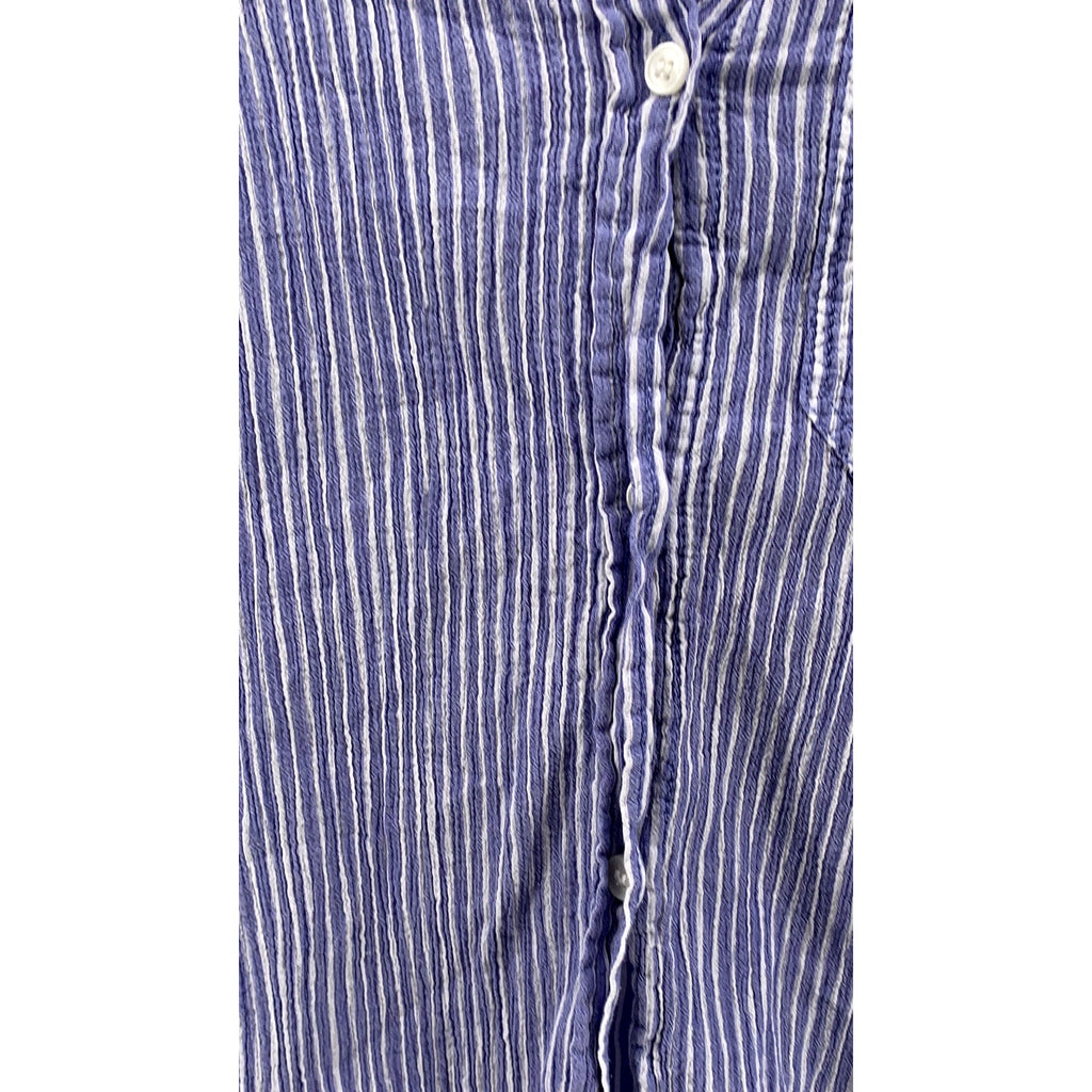 H&M Women's Blue Micro Stripe Oversized Button-Up Long Sleeve Tunic Top SZ XS
