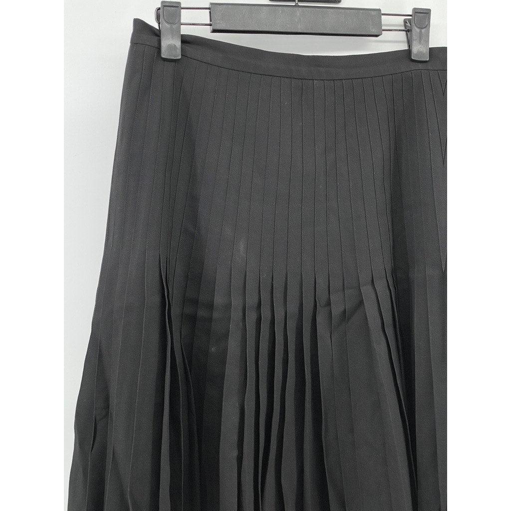 BROOKS BROTHERS Women's Black Wool Pleated Knee-Length A-Line Skirt SZ 4