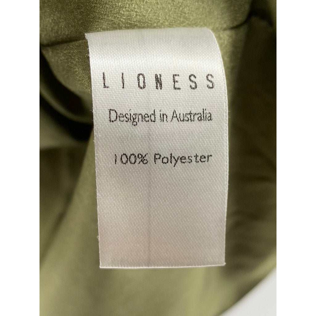 LIONESS Women's Olive Green Button-Up Notch Collar Belted Mini Blazer SZ XS