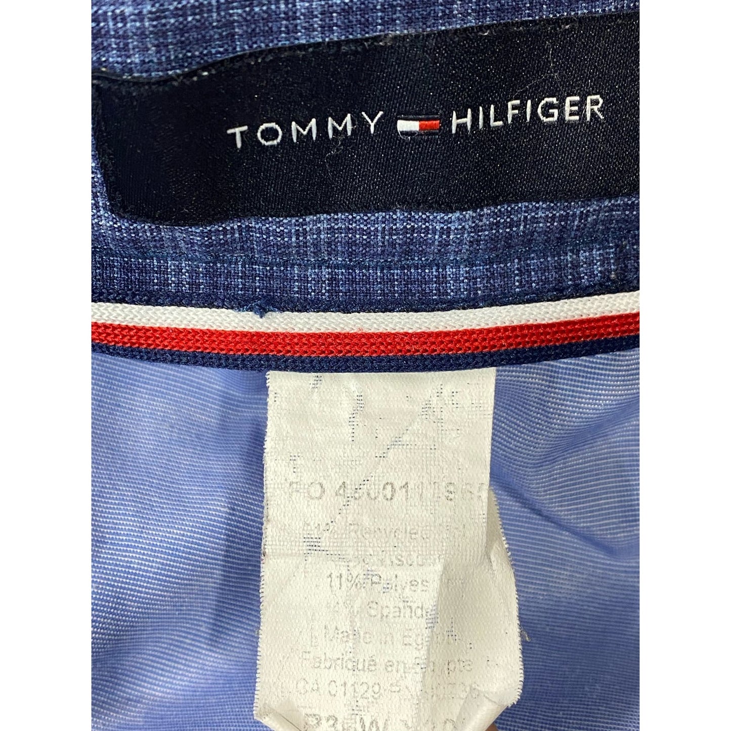 TOMMY HILFIGER Men's Blue Mini Check Modern-Fit Flat Front Dress Pant SZ 36X30