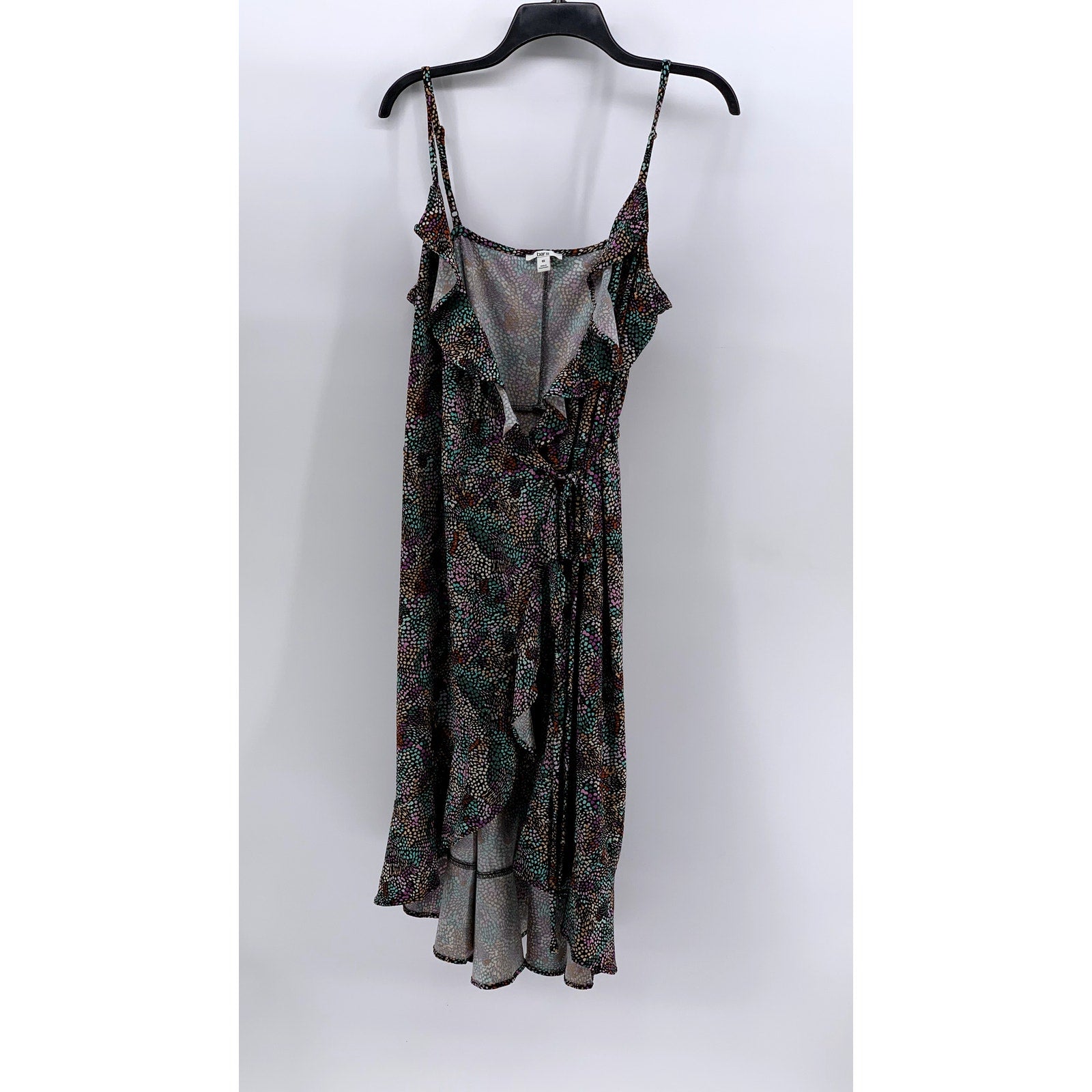 BAR III Women's Plus Black-Multi Printed Ruffle Wrap Dress SZ 0X