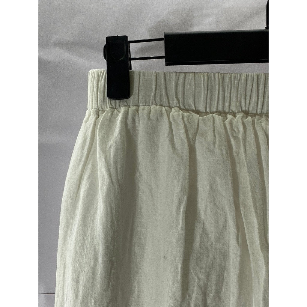 SHEIN Women's White Button-Front Slit Knee-Length Straight Skirt SZ S