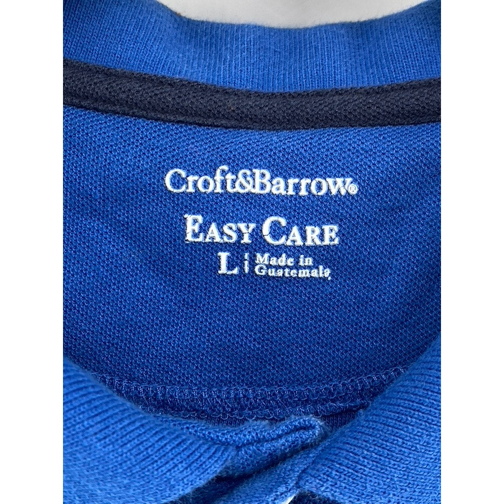 CROFT & BARROW Men's Blue Easy Care Short Sleeve Polo SZ L